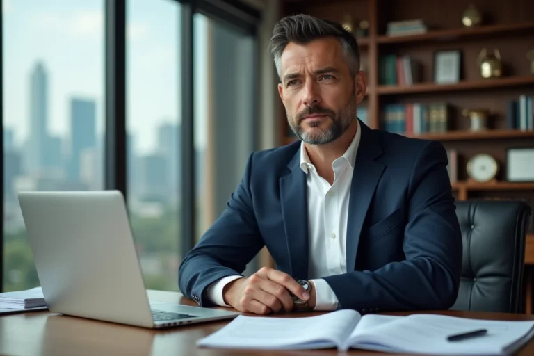 Homme d'affaires confiant dans un bureau moderne